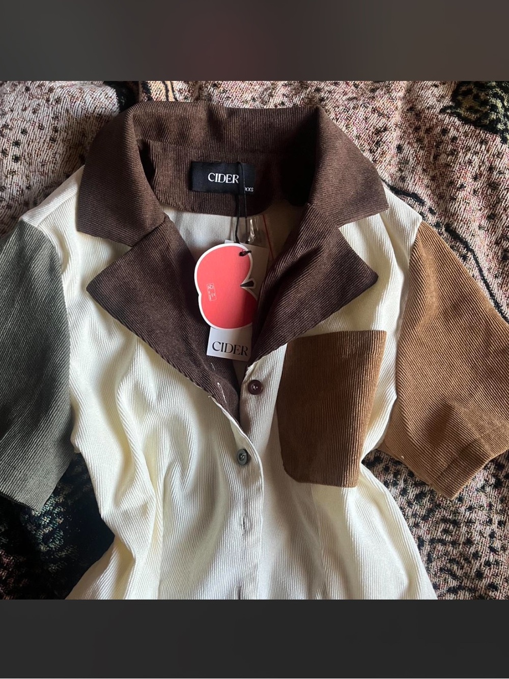 Cider Corduroy Polo in Brown, Cream & Tan